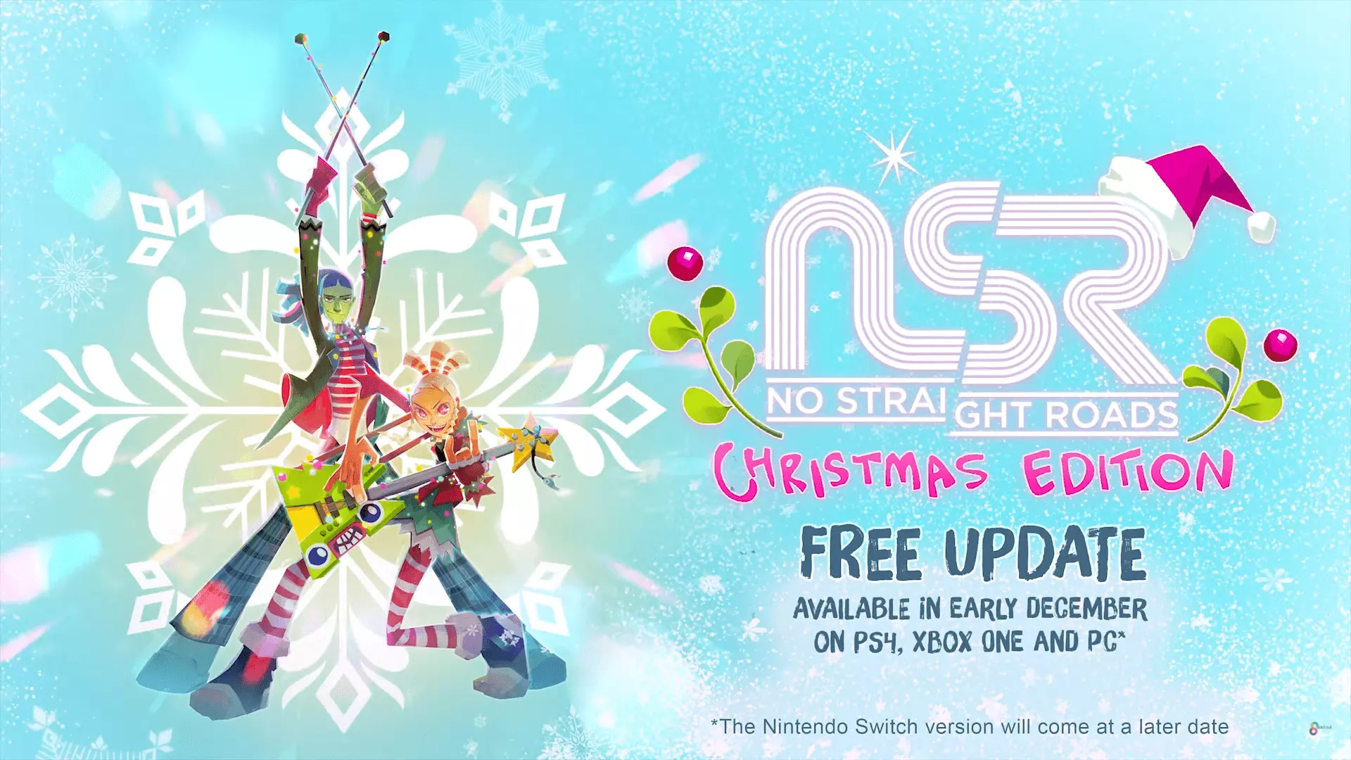 Разработчик Metronomik и издатель Sold Out объявили, что в ближайшее время No Straight Roads получат бесплатное обновление "Рождественское издание", которое привнесет в ритмичный приключенческий экшен "праздничное веселье".